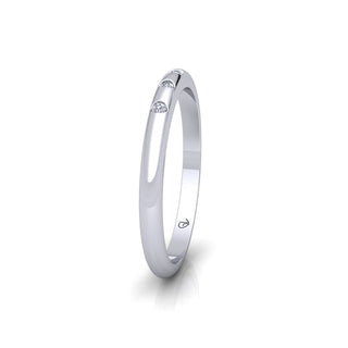 Lab Grown Diamond Five Stone Flush Setting 14K White Gold Wedding Band