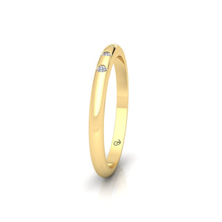 Lab Grown Diamond Five Stone Flush Setting 14K White Gold Wedding Band