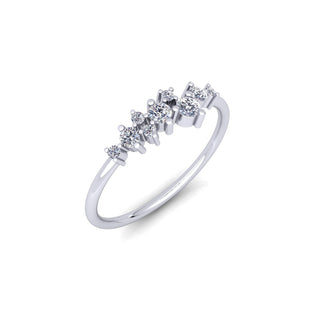 Lab Diamond Cluster Minimalist 14K Rose Gold Wedding Band