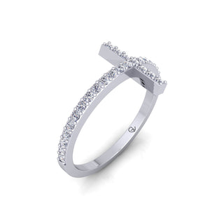 Lab Grown Diamond Cross 14K White Gold Wedding Ring