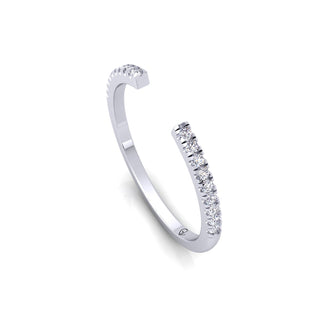 Lab Grown Diamond Open Cuff 14K White Gold Wedding Band