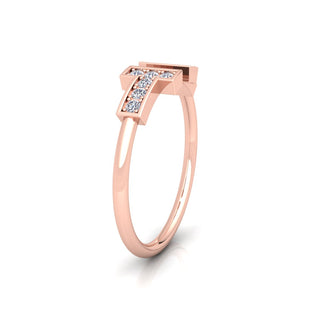 Lab Grown Diamond T Bar 14K White Gold Stacking Ring