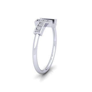 Lab Grown Diamond T Bar 14K White Gold Stacking Ring