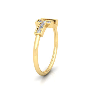 Lab Grown Diamond T Bar 14K White Gold Stacking Ring