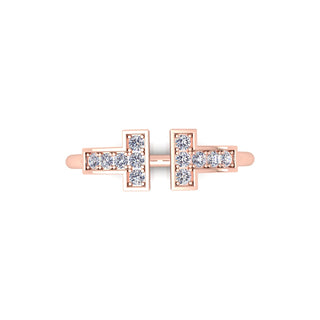Lab Grown Diamond T Bar 14K White Gold Stacking Ring