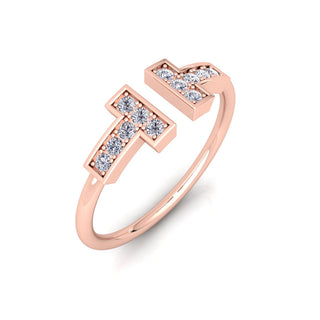 Lab Grown Diamond T Bar 14K White Gold Stacking Ring