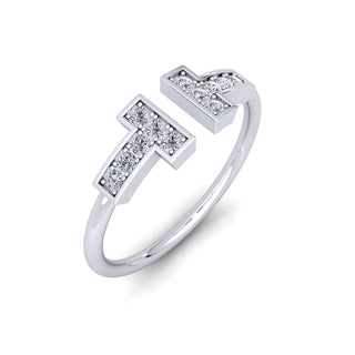 Lab Grown Diamond T Bar 14K White Gold Stacking Ring