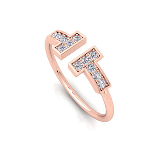 Lab Grown Diamond T Bar 14K White Gold Stacking Ring