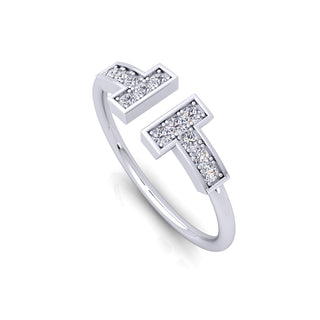 Lab Grown Diamond T Bar 14K White Gold Stacking Ring