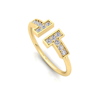 Lab Grown Diamond T Bar 14K White Gold Stacking Ring