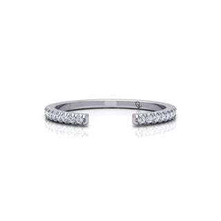 Lab Grown Diamond Open Cuff 14K White Gold Wedding Band