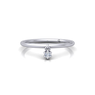 Lab Grown Diamond Dangling Charm 14K White Gold Wedding Ring