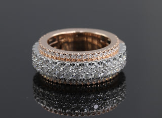 Two Tone Half Eternity Micro Pave Moissanite Men's Band