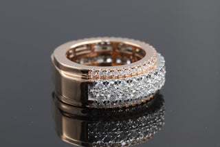 Two Tone Half Eternity Micro Pave Moissanite Men's Band