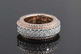 Two Tone Half Eternity Micro Pave Moissanite Men's Band