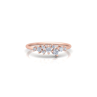 Lab Diamond Cluster Minimalist 14K Rose Gold Wedding Band