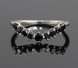 Curved Round Black Moissanite Diamond Wedding Band