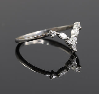 Chevron Marquise Cut Moissanite Wedding Band