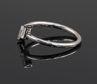 Two Stone Tapered Baguette Moissanite Minimalist Wedding Ring