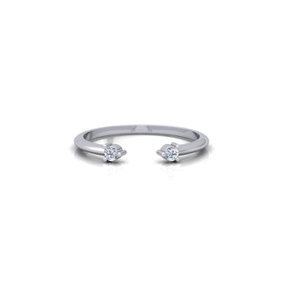 Lab Grown Diamond Open Cuff Two Stone 14K White Gold Wedding Band