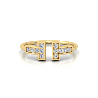 Lab Grown Diamond T Bar 14K White Gold Stacking Ring