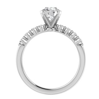 Solitaire With Accent Round Cut Moissanite Engagement Ring