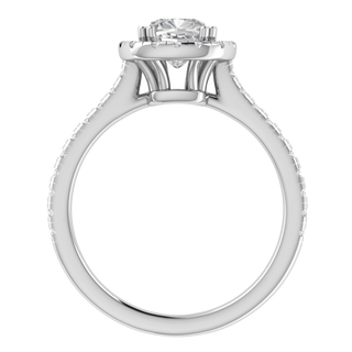 Halo Solitaire With Accent Cushion Cut Moissanite Engagement Ring