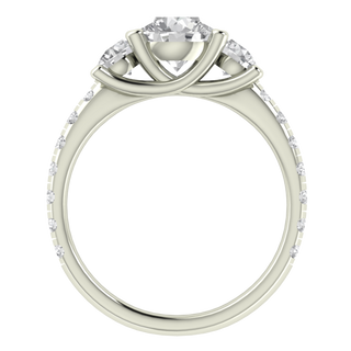 Three Stone Solitaire With Accent Moissanite Ring