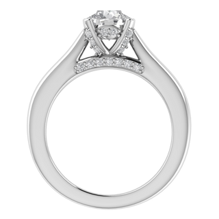 Solitaire Hidden Halo Round Cut Moissanite Engagement Ring