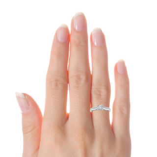 Channel Set Solitaire With Accent Moissanite Engagement Ring