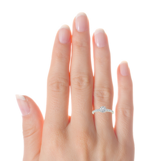 Hidden Halo Milgrain Solitaire With Accent Moissanite Ring