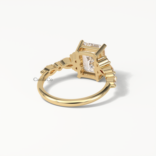 2.30Ct Emerald Lab Grown Diamond Ring, Certified Emerald Cluster Lab Grown Diamond Ring, 14K Solid Gold Ring, Anniversary Gift Ring