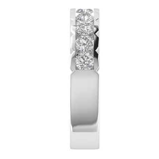 Unique Style Round Lab Grown Diamond Matching 14K White Gold Band