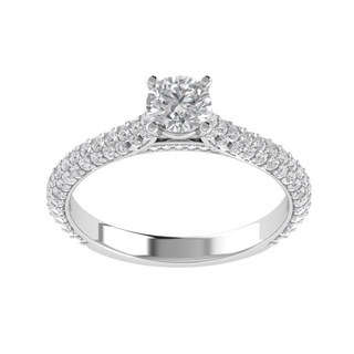 Solitaire With Accent Round Cut Moissanite Engagement Ring