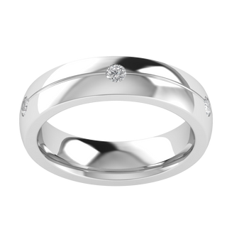 Lab Grown Diamond Three Stone 14K White Gold Wedding Band