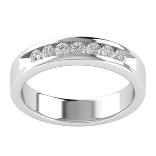 Seven Stone Channel Set Round Cut Moissanite Wedding Band