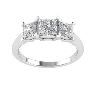 Three Stone Princess Cut Moissanite Engagement Ring