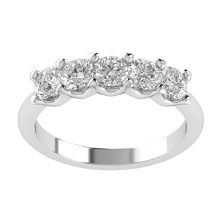 Lab Grown Diamond Five Stone 14K White Gold Wedding Ring