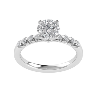 Solitaire With Accent Round Cut Moissanite Engagement Ring