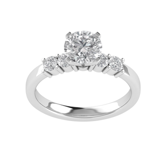 Five Stone Solitaire With Accent Moissanite Engagement Ring