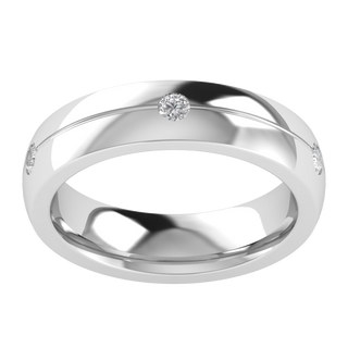 Three Stone Flush Setting Round Cut Moissanite Men's Band