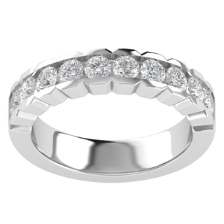 Unique Style Round Lab Grown Diamond Matching 14K White Gold Band