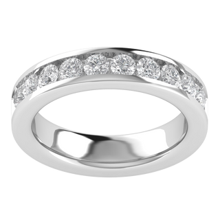 Round Cut Lab Grown Diamond Channel Set 14K Gold Band