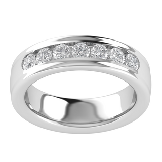 Round Lab Grown Diamond Channel Set 14K White Gold Wedding Band