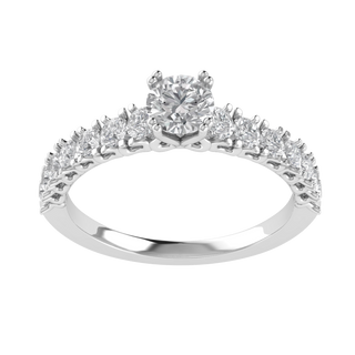 Lab Grown Diamond Solitaire With Accent 14K White Gold Wedding Ring