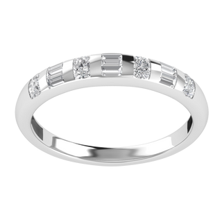 Seven Stone Flush Setting Half Eternity Moissanite Wedding Band