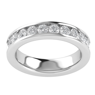 Channel Set Half Eternity Round Cut Moissanite Wedding Ring