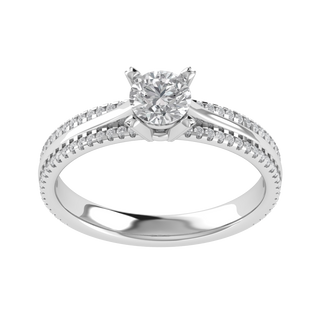 Solitaire With Accent Round Cut Moissanite Engagement Ring