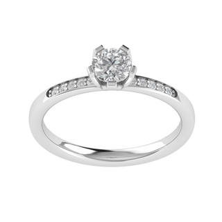 Solitaire With Accent Round Cut Moissanite Engagement Ring