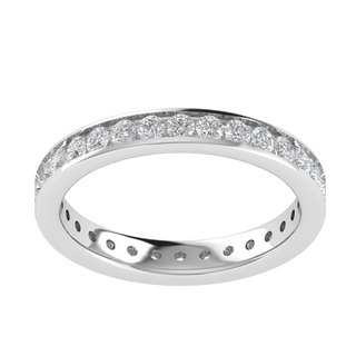 Full Eternity Round Lab Grown Diamond Channel Set 14K White Gold Wedding Band